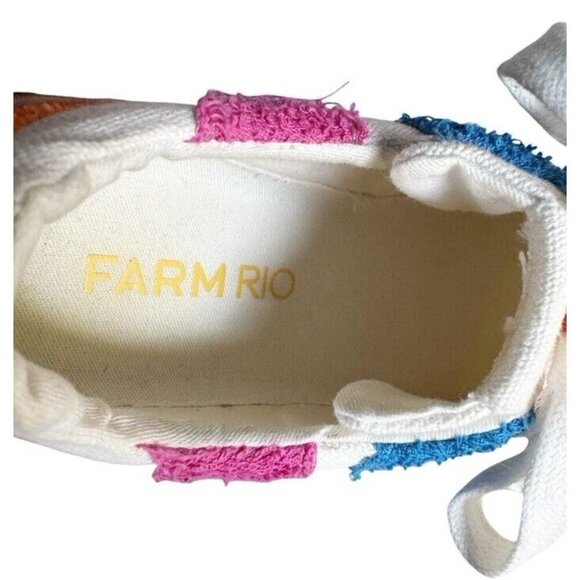 Farm Rio Women's Sz 8 Rainbow Terry Flatform Sneakers Pink Green Blue - Picture 10 of 14